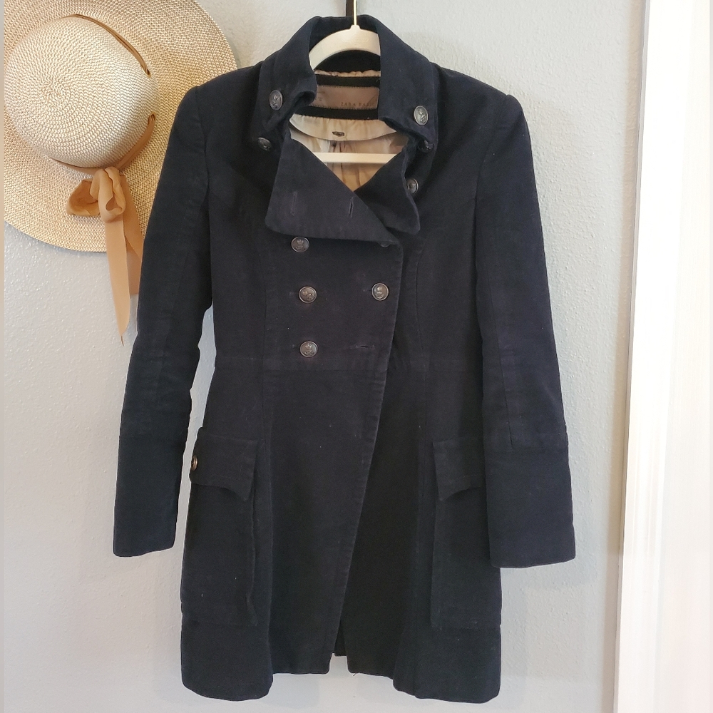 Zara Basic Womens Military Peacoat, Medium
